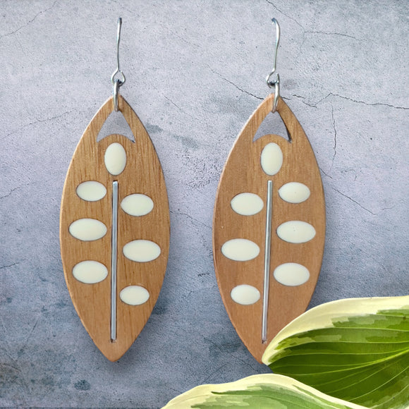 Fresh Leaves Wood and Resin Earrings