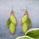Greenery Wood and Resin Earrings