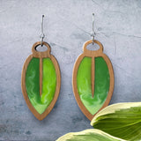 Greenery Wood and Resin Earrings
